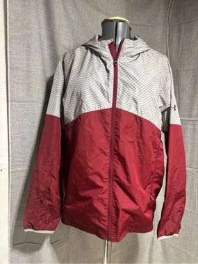 LG Men's Red and Light Gray Hooded Windbreaker Jacket
